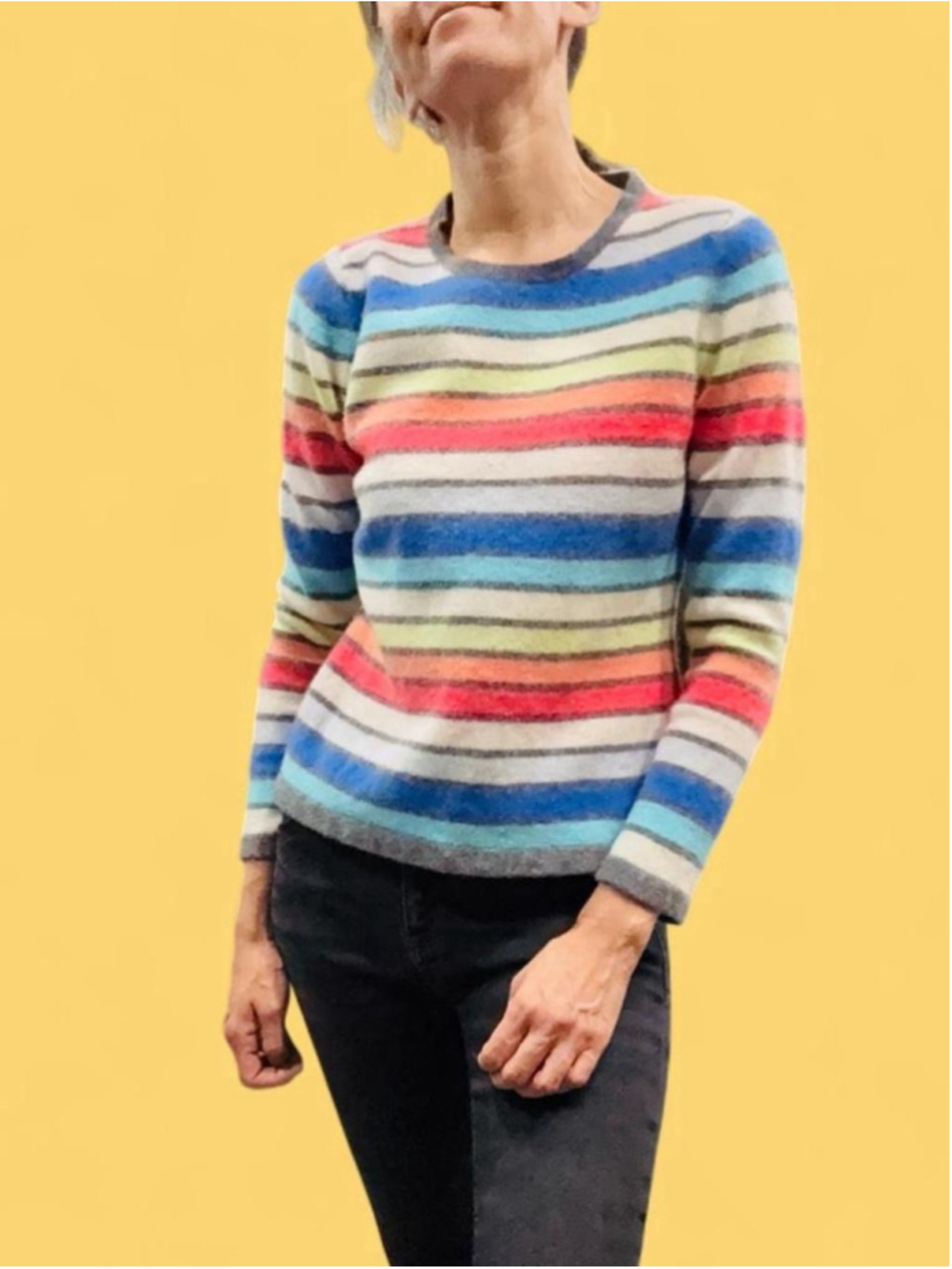 Pure Collection 100% Cashmere Rainbow Striped Sweater Women’s Size 12